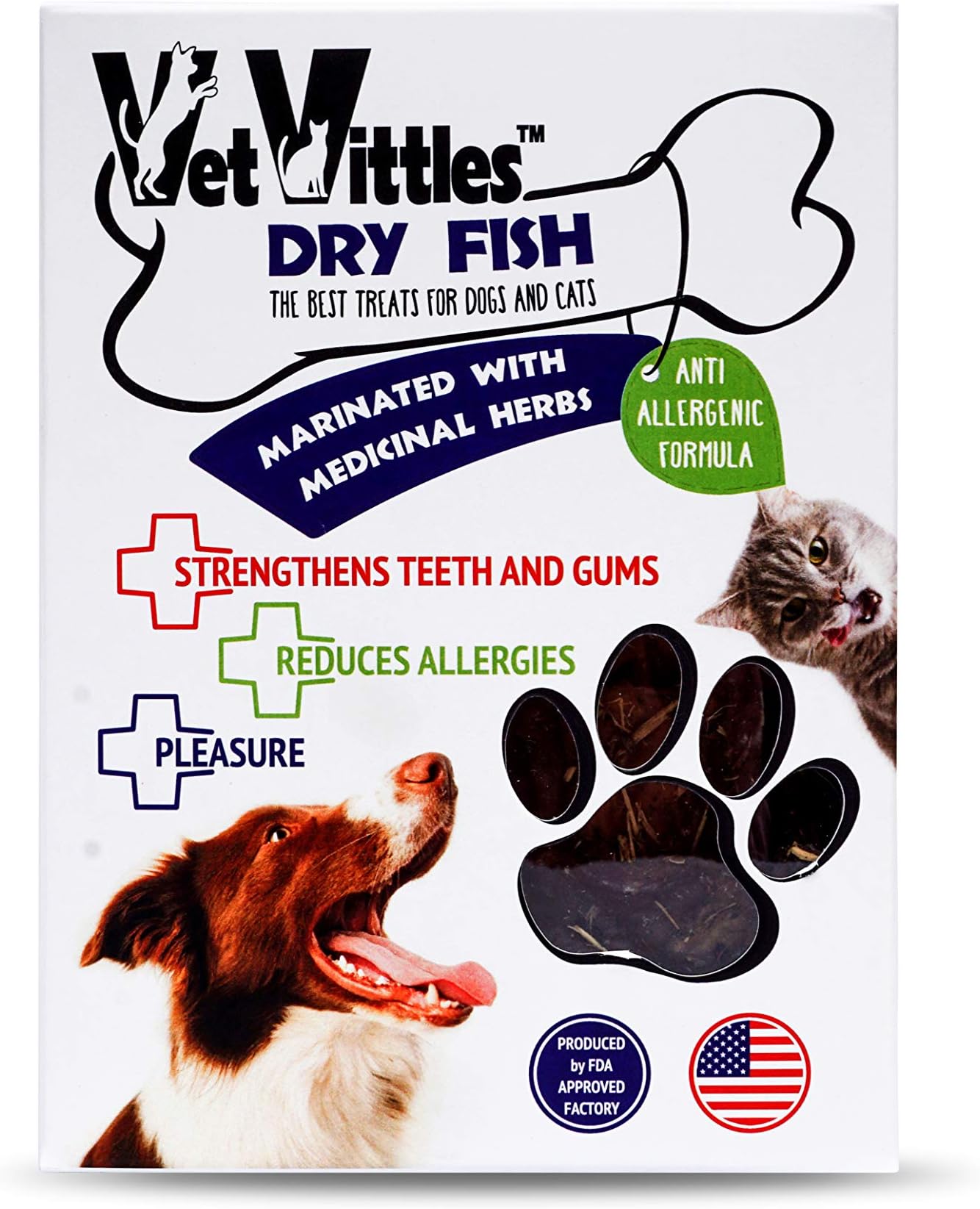 VetVittles Dry Fish | 100% Natural Fish Treats for Dogs, Puppies & Cats | Hypoallergenic & Grain Free Healthy Snack and Training Dog Treats | Herb Marinaded Codfish Boneless Filet | Made in USA, 6 oz
