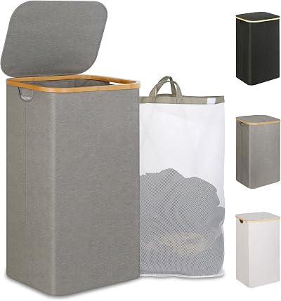 iEGrow 110L Extra Large Laundry Basket with Lid Grey