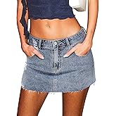 Cyenaly Jean Skirts for Women Low Rise Y2k Mini Skirt 2025 Trendy Denim Skort Shorts Country Concert Outfits