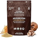 TRIBE ORGANICS Mushroom Golden Blend Powder - Organic Mushroom Powder Complex - 10-in-1 Mushrooms for Immunity Support & Health - 200g Pouch - 100 Servings