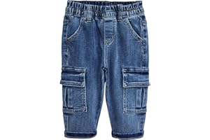 KIDSCOOL SPACE Baby Jeans,Little Toddler Kids Elastic Waist with D-Ring Stretch Cargo Denim Pants