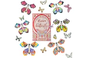 PIPISHAGO Christmas Magic Flying Butterfly Gift Book, Wind-Up Flying Butterfly Book Party Favors for Girls, Boys & Adults, Birthday Surprises with Butterfly Stickers & Festive Fun, Thank-You Card (Red)