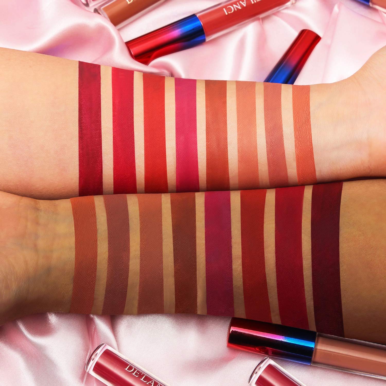 Matte Nude Lipstick Set - DE\'LANCI 8 Color Long Lasting Waterproof Non-Stick Lip Glosses with Gift Box