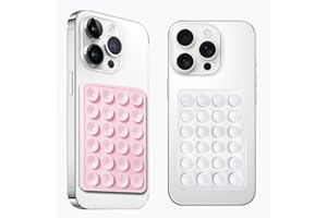 AZXYI Anteel 2 Pack Silicone Suction Phone Case Mount, Silicon Adhesive Suction Cup Phone Mount, Non Slip Sticky Phone Grip for Cellphone, Strong Grip Holder for Selfies and Videos (LightPink&White)
