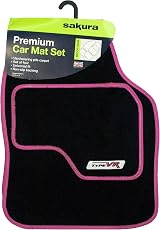 Sakura SS5309 Universal Car Mat Set Pink 4 Pieces Anti-Slip Backing view 2