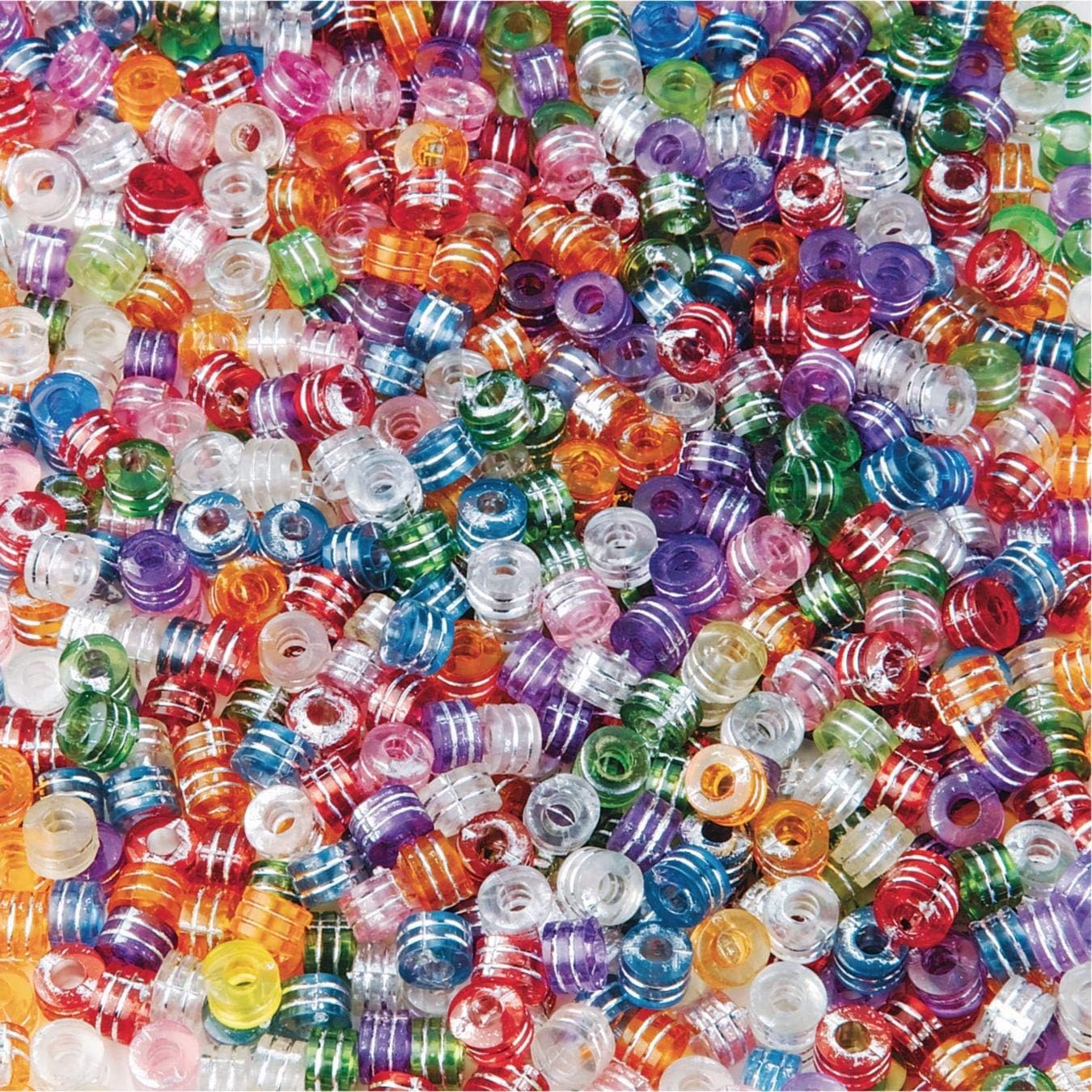 S&S Worldwide Metallic Striped Pony Beads 1/2 lb. Bag.25mm diameter, 825 Pieces!