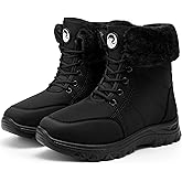 Alicegana Womens Snow Boots for Winter: Warm Fur Lined Anti Slip Waterproof Mid Calf Comfortable Lace Up Winter Shoes Outdoor Walking