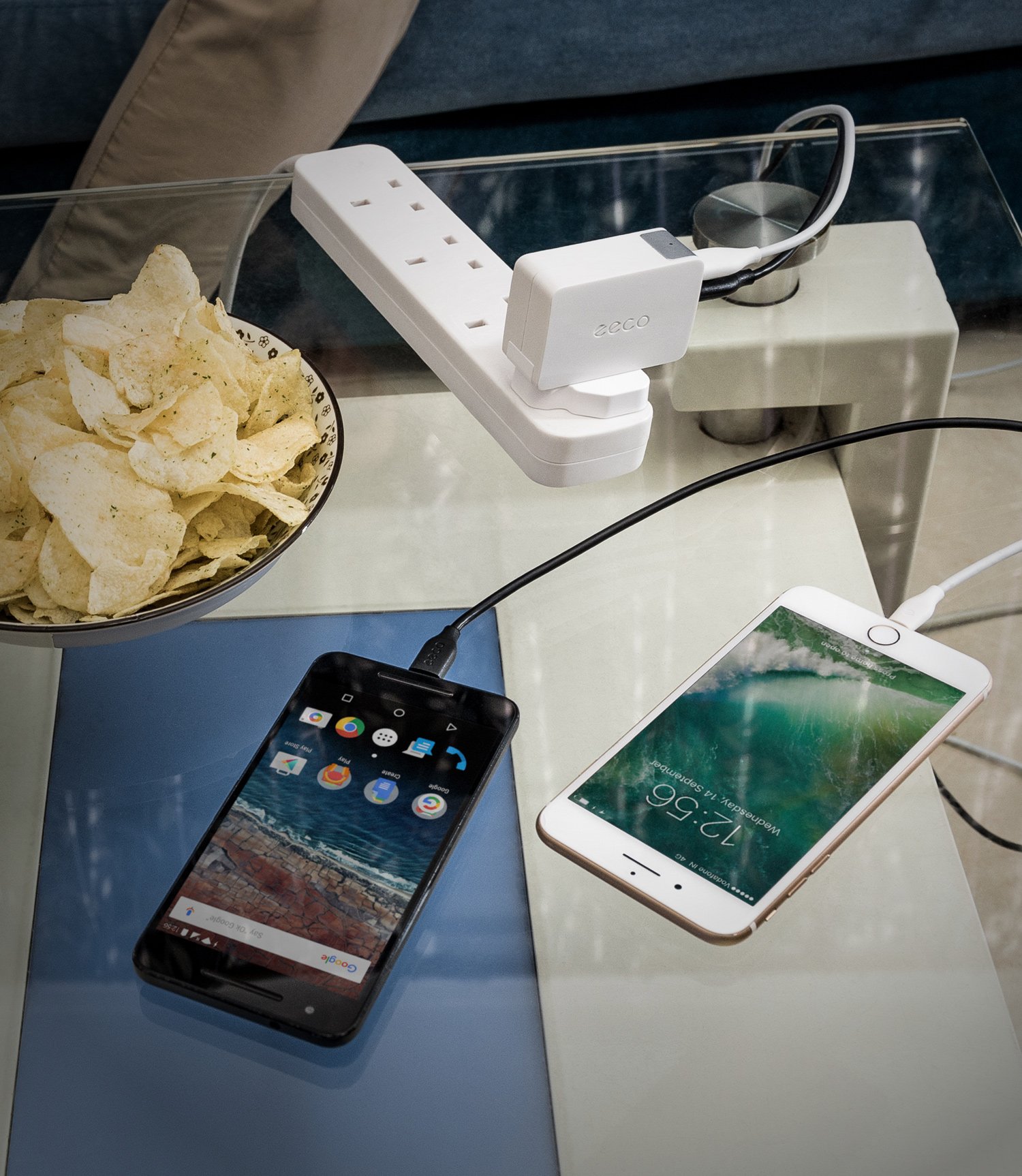 eeco Main Chargers USB 24W 2 Port Charging Fast Travel Adapter for iPhone 7/8/X/6 plus, iPad Air, Samsung Galaxy S8/S7/S6, Google Nexus, HTC, LG G6/G5/G4, Blackberry, Tablet