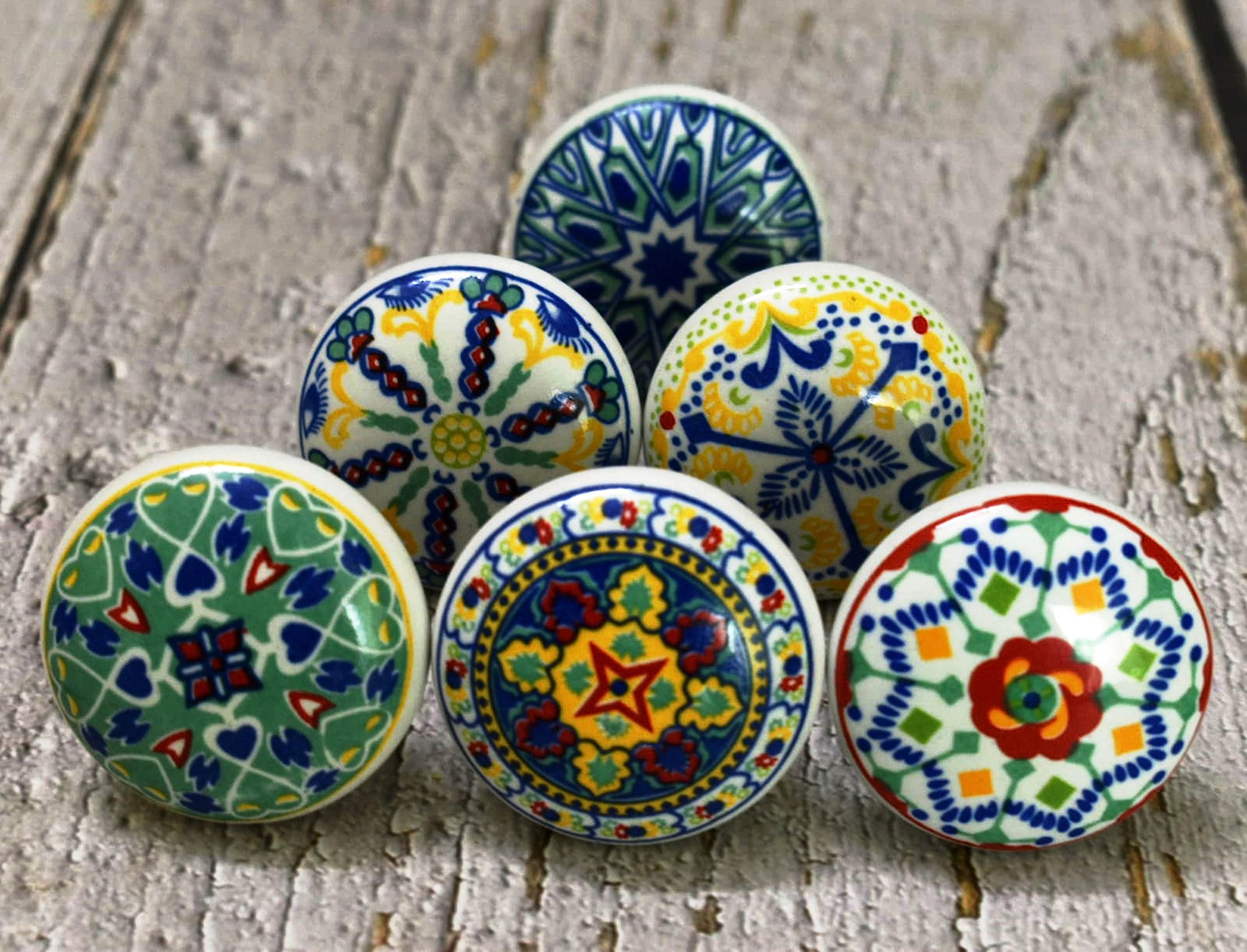 ARTISNO Ceramic Knobs - Kitchen Cabinet Drawer & Door Knobs. Set of 6 (Assorted) — image 1