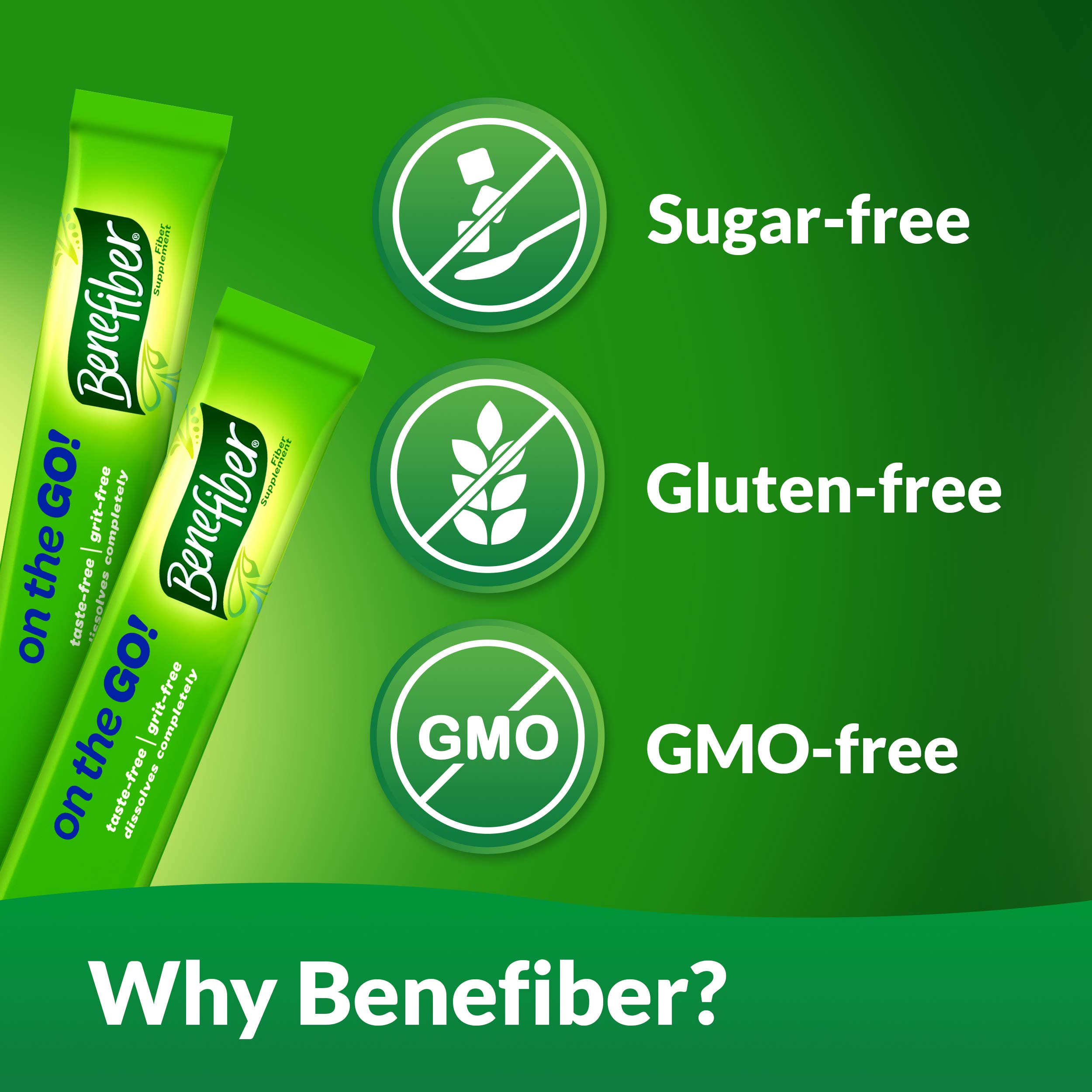 Benefiber Fiber Supplement Powder Stick Packs for Digestive Health, 28