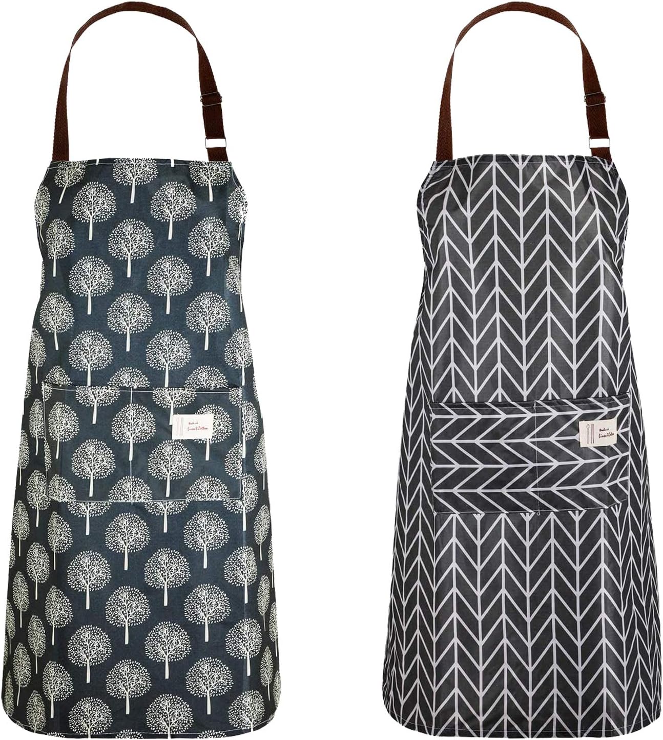 2Pcs PVC Apron for Women - Waterproof & Wipeable Kitchen Apron with Pocket, style1, 68*64 CM/26*25.2 inches