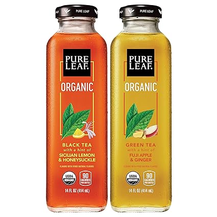 Amazon Com Pure Leaf Organic Iced Tea 2 Flavor Variety Pack 14oz Bottles Pack Of 8 Grocery Gourmet Food
