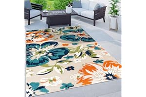 Rugshop Bergamo Contemporary Floral Non-Shedding Patio Deck Backyard Indoor/Outdoor Area Rug 5' x 7' Multi