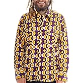 Men's 60s 70s Outfits Disco Hippie Floral Shirts Vintage Casual Paisley Pattern Long Sleeve Print Stylish Retro Button Down