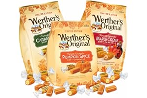 Sweetzo - Werther's Original Limited Edition Harvest Soft Caramels, Pumpkin Spice, Caramel Apple, and Maple Crème, Bulk Individually Wrapped Fall Candies, Pack of 3