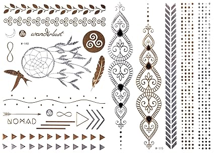 Klebe Tattoos GOLD SILBER DREAMCATCHER Flashtattoo Hauttattoo Mode Schmuck W115140