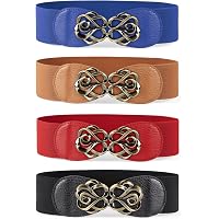 LEACOOLKEY 4 Pack Women Wide Elastic Waist Belt for Dress  display picture 1