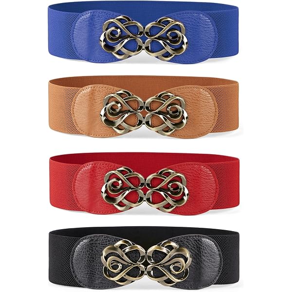 8843 4 Pack Wide Stretchy Belt For Women Elastic Waist Dresses Women Wide Elastic Waist Belt for Dresses Fashion Thick  main image 4