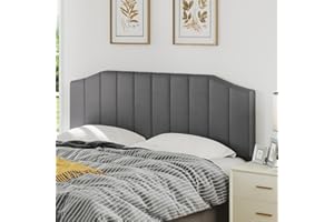 Furpopup King Size Headboard Only, Velvet Upholstered Headboard King/California King Size Wall Mount and Bed Frame Mount, Featuring High-Density Sponge Padding Easy Assembly Comfort Style-Dark Gray