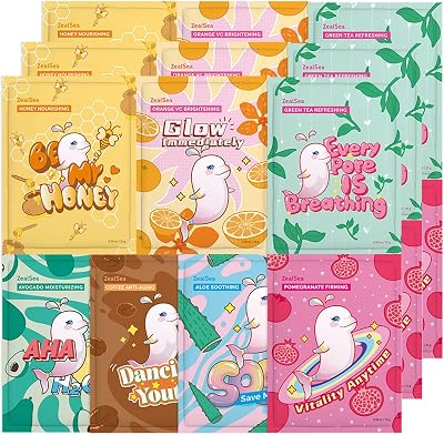 ZealSea Sheet Mask Set 21 Masks Hydrate Brighten All Skin Types Multi-Effect