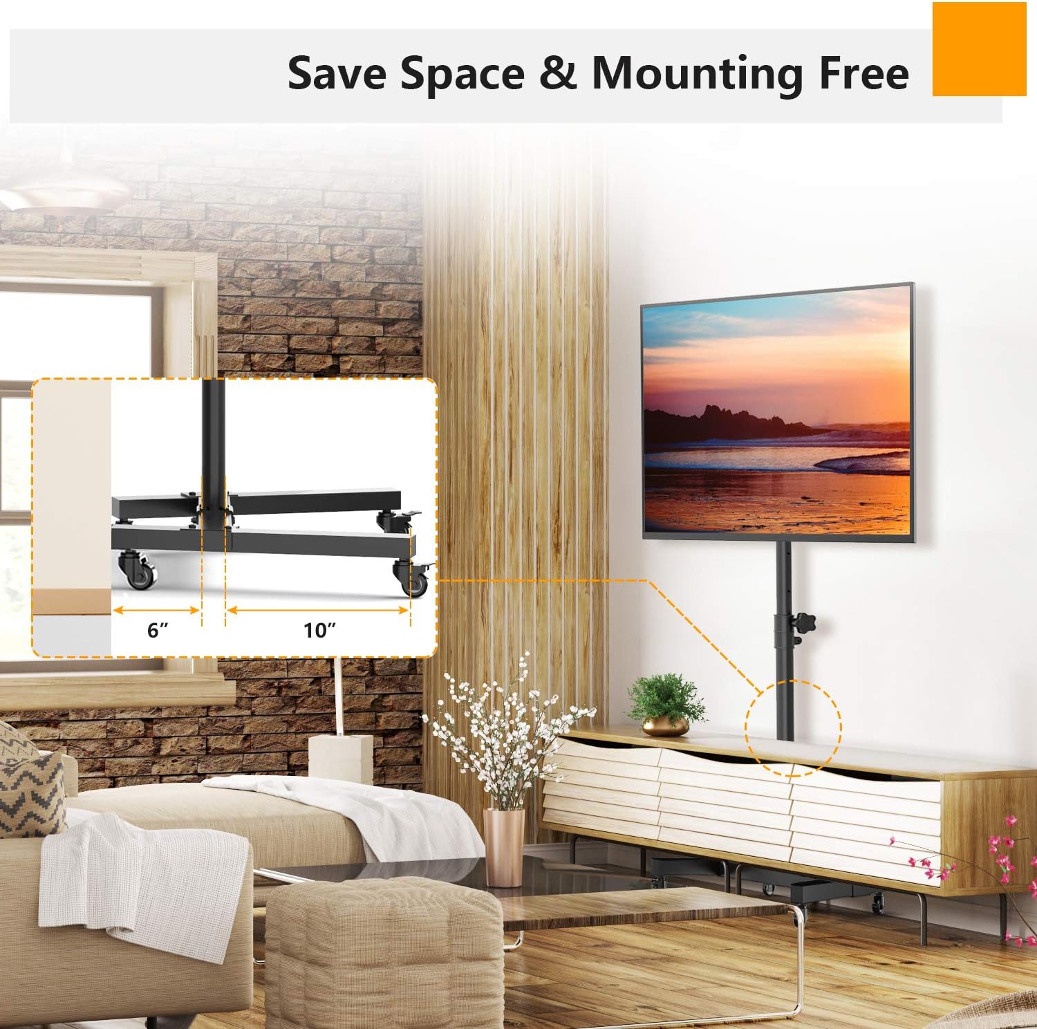 5Rcom Mobile TV Cart Rolling TV Floor Stand with Locking Wheels and Tilt Mount for Most 23-55 Inch Plasma LCD LED Flat Screen or Curved TVs Monitors Display Trolley Stand with Laptop Shelf/Tray : Office Products