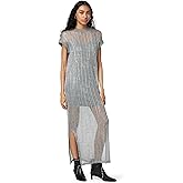 Allsaints Womens Giana Metallic Open Stitch Midi Dress