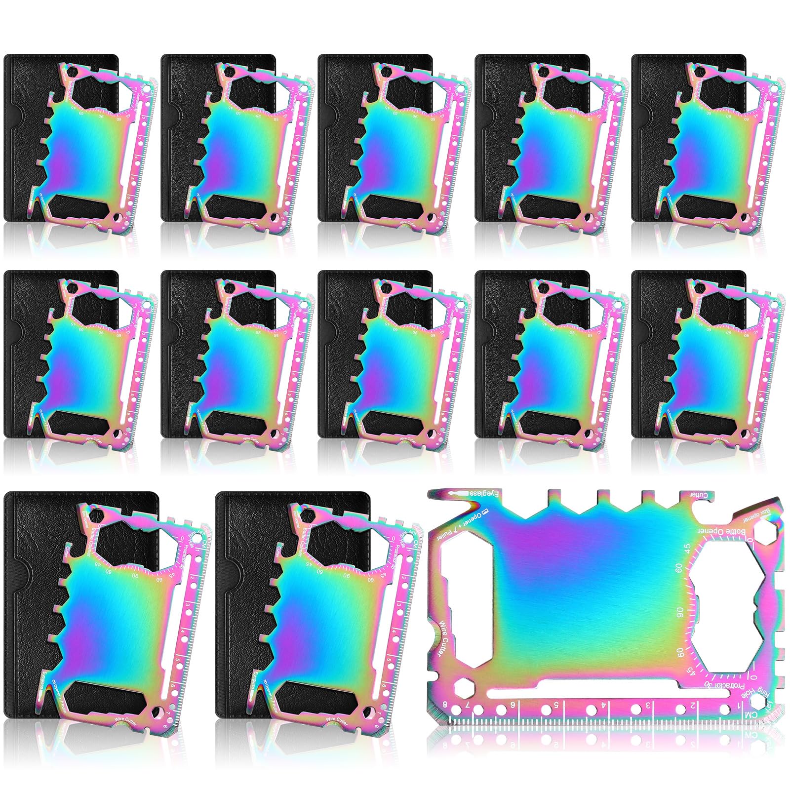 Photo 1 of *** 10PCS SET****    Cholemy 12 Pcs Credit Card Wallet Multitool 46 in 1 Metal Stainless Steel Survival Pocket Tool Bottle Opener Multipurpose Bulk for Men Christmas Birthday Gift(Colorful,Classic Style)