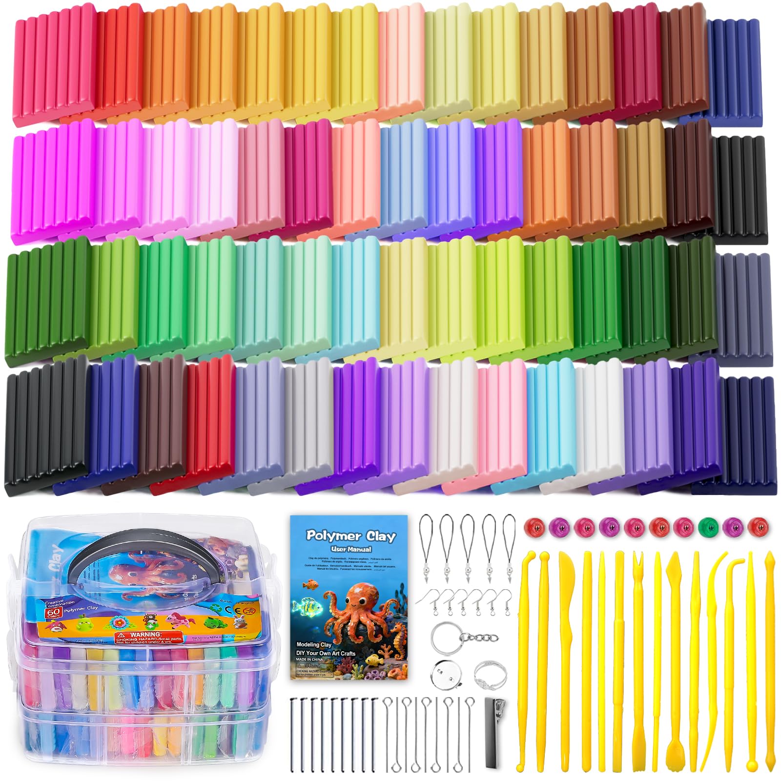 Photo 1 of **INCOMPLETE** Ixiaoyoo Colors Polymer Clay, DIY Modeling Clay Starter kit for Kids, Oven Baked Model Clay Art & Crafts Toys with Sculpting Tools, Non-Sticky, Birthday & Christmas Gift for Kids & Adults Artists