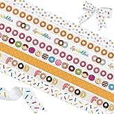 NUVCELKA Donut Grosgrain Ribbon Set, 8 Pack(3/8 Inch x 3 Yards Each), Sprinkles and Food Patterned Ribbons for Hair Bows, DIY Crafts, Party Decorations, Gift Wrapping, and Bakery Themed Projects