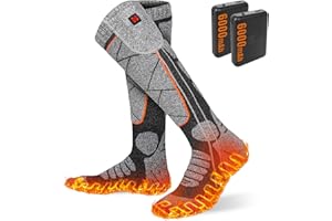 EIHBIEA Heated Socks, 5V 6000mAh Rechargeable Heated Socks for Men & Women, Electric Socks with 3 Heating Levels for Winter, 