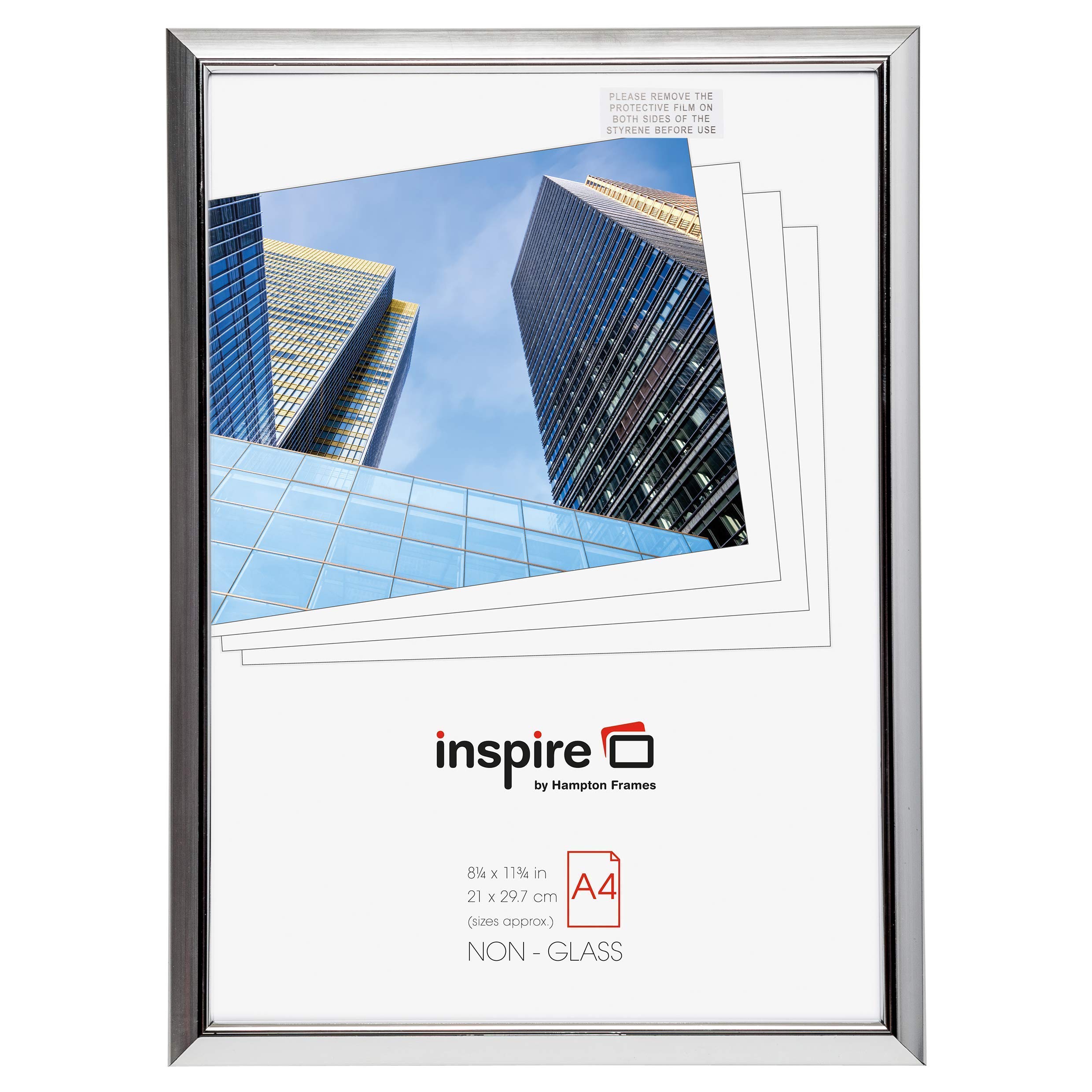 Hampton Frames EASYLOADER Poster Certificate Photo Frame | A4 21x30cm, Silver, Acrylic | Easy Load Design, Lightweight, Wall or Desk Display | For Photos, Certificates, Artwork