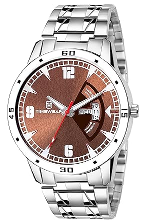 Day Date Functioning Brown Dial Chain Watch for Men