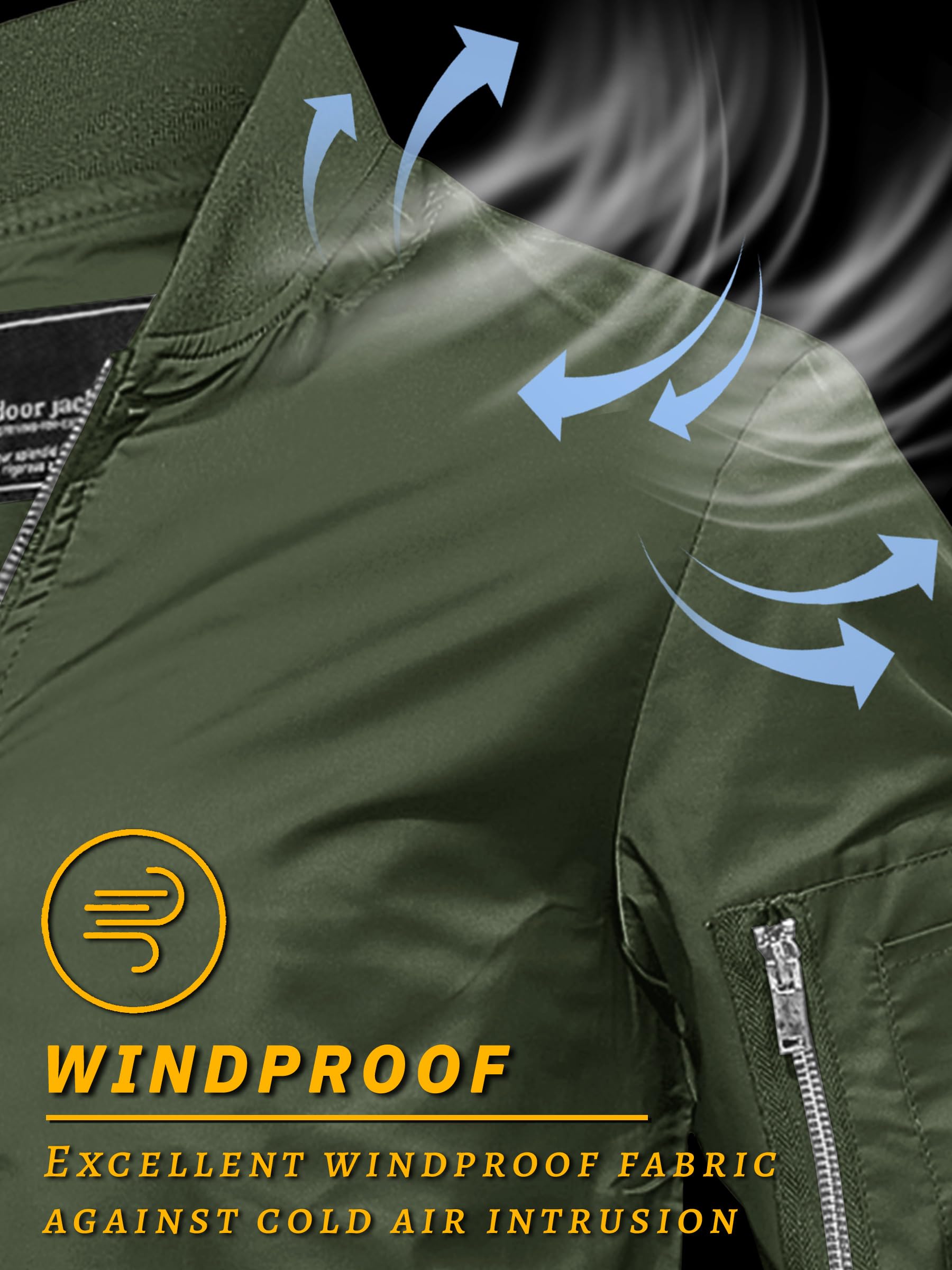 TACVASEN Jackets for Men Green Bomber Coat Mens Jackets