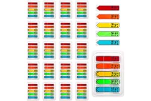 TECREDDY Sign Here Tabs, 2400 Pcs/24 Packs Date Stickers 5 Colors With Dispenser Arrow Flags Easy to Post for Notary Books Paper
