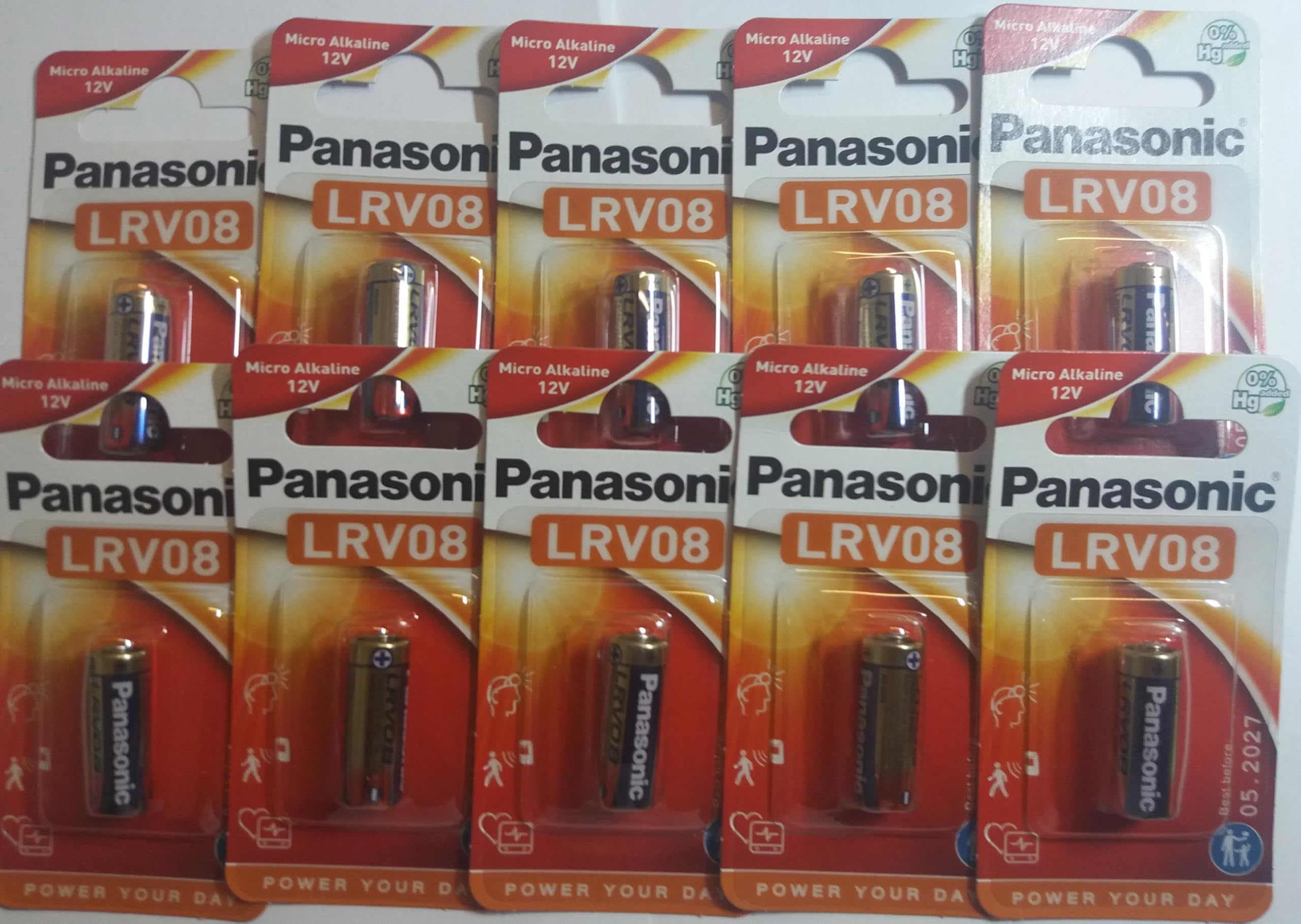Cell Panasonic 23 A LRV08 Power-Set of 10 Alkaline Batteries