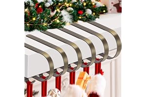 KMUYSL 6 Pack Christmas Stocking Holders, Adjustable Stocking Mantle Hooks for Fireplace, Bronze Stocking Hangers, Non-Skid Stocking Holders for Christmas Indoor Outdoor Decoration