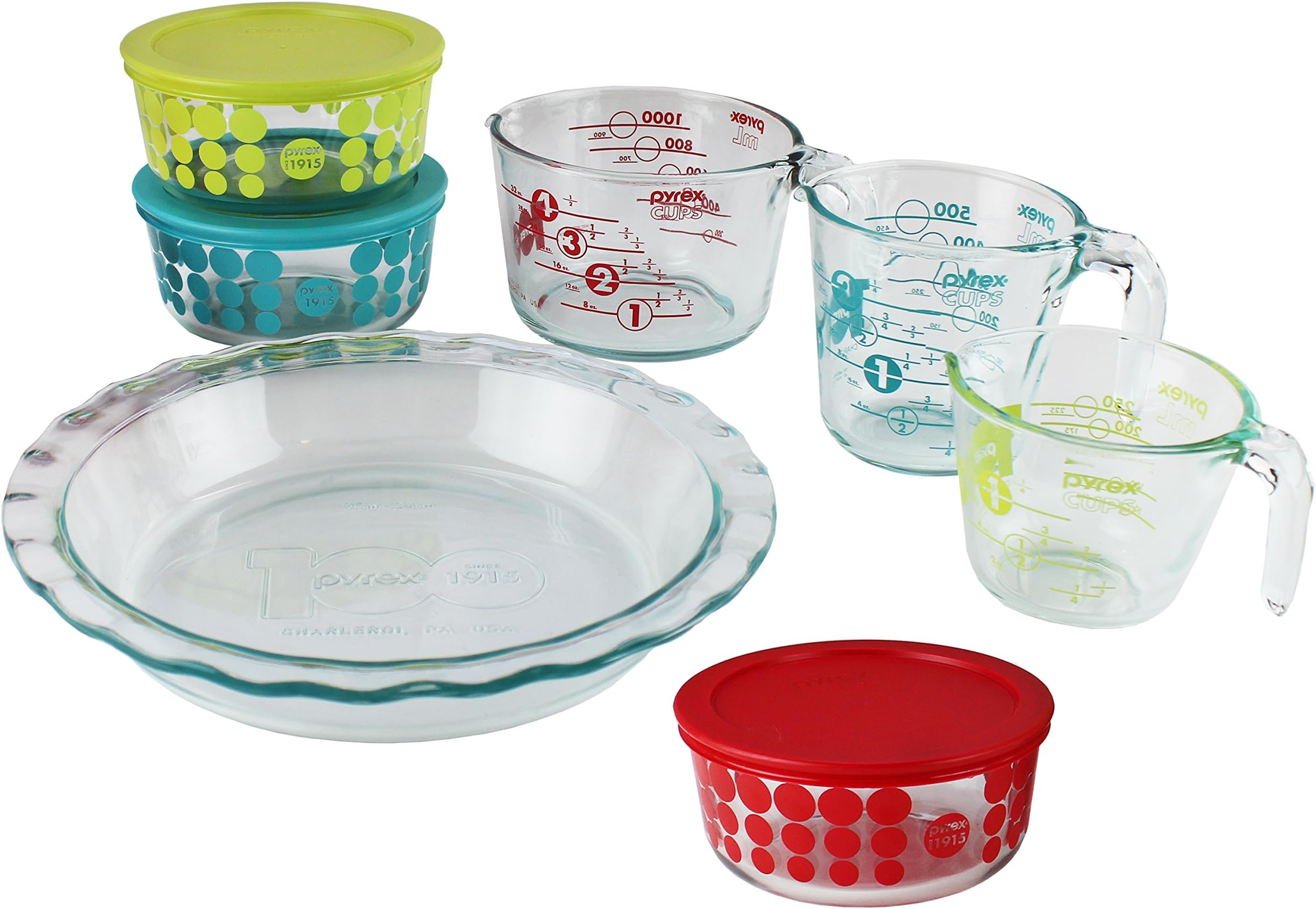 Pyrex 100 Year 10-Piece Vintage Future Glass Bakeware and Food Storage Set