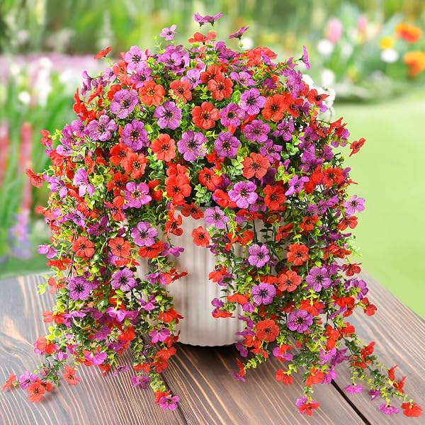 ZFPROCESS ARTIFICIAL HANGING FLOWERS PLANTS FOR OUTDOOR SPRING...