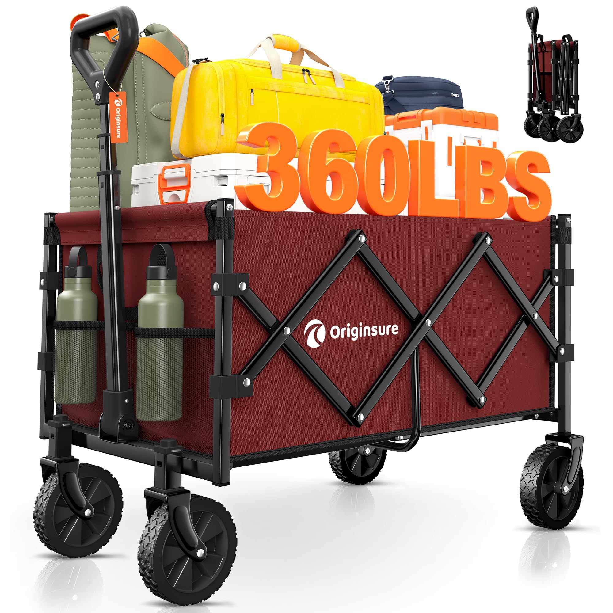 Photo 1 of (used) Originsure Collapsible Wagon Cart Foldable - Portable Heavy Duty Folding Beach Wagons with Wheels -