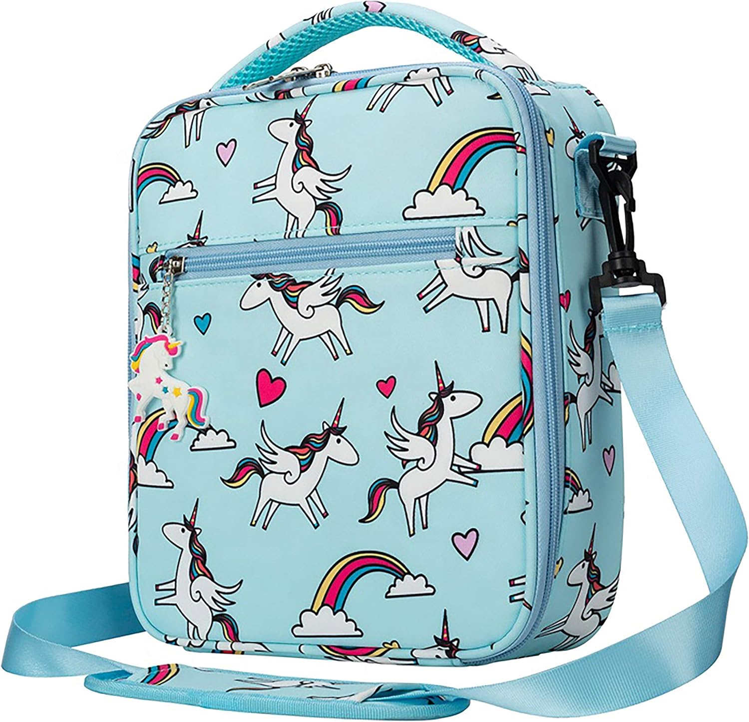 Unicorn Lunch Bag for Girls (Light Blue), Insulated Lunch Box for Kids