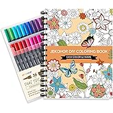 Adult Coloring Book Set,Spiral Bound Coloring Books for Adults Relaxation with 36 Colors Non-Toxic Markers, Anxiety Relief Gifts with 30 Patterns Included Mandala Animal Flowers