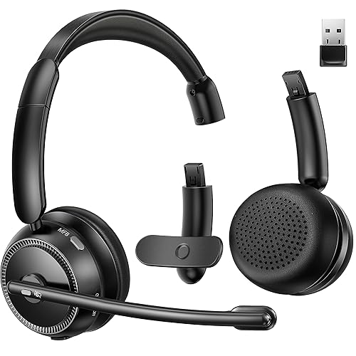 Pointcinco Bluetooth Headset with AI Noise Canceling Microphone
