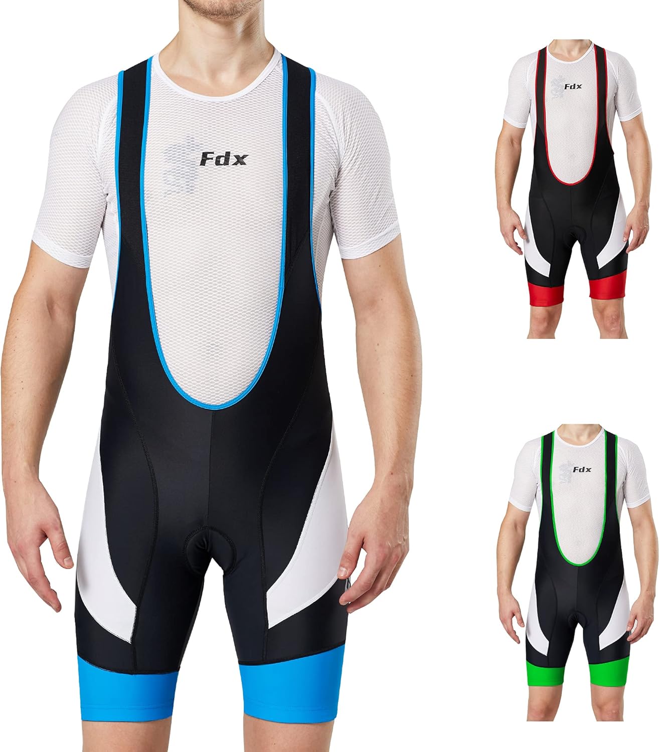 FDX Mens Performance Cycling Bib Shorts, Comfortable Padded Biking