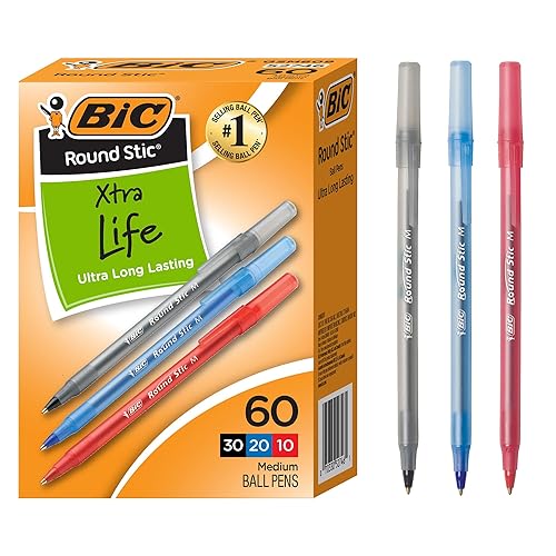 BIC Round Stic Xtra Life Assorted Ink Ballpoint Pens, Medium Point