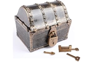Leadtex Kids Pirate Treasure Chest Plastic Pirate Vintage Treasure Box,Bronze.