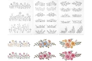 3pcs Water Soluble Embroidery Stabilizer, Stick and Stitch Embroidery Patterns Paper with Wash Away Pre-Printed Flower for Ha