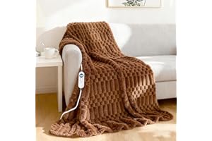 Eastsora Heated Blanket Flannel Throw Blanket, 50"*60" Electric Heating Blanket with ETL & FCC & 12 Heating Levels & Auto Shut Off，Machine Washable