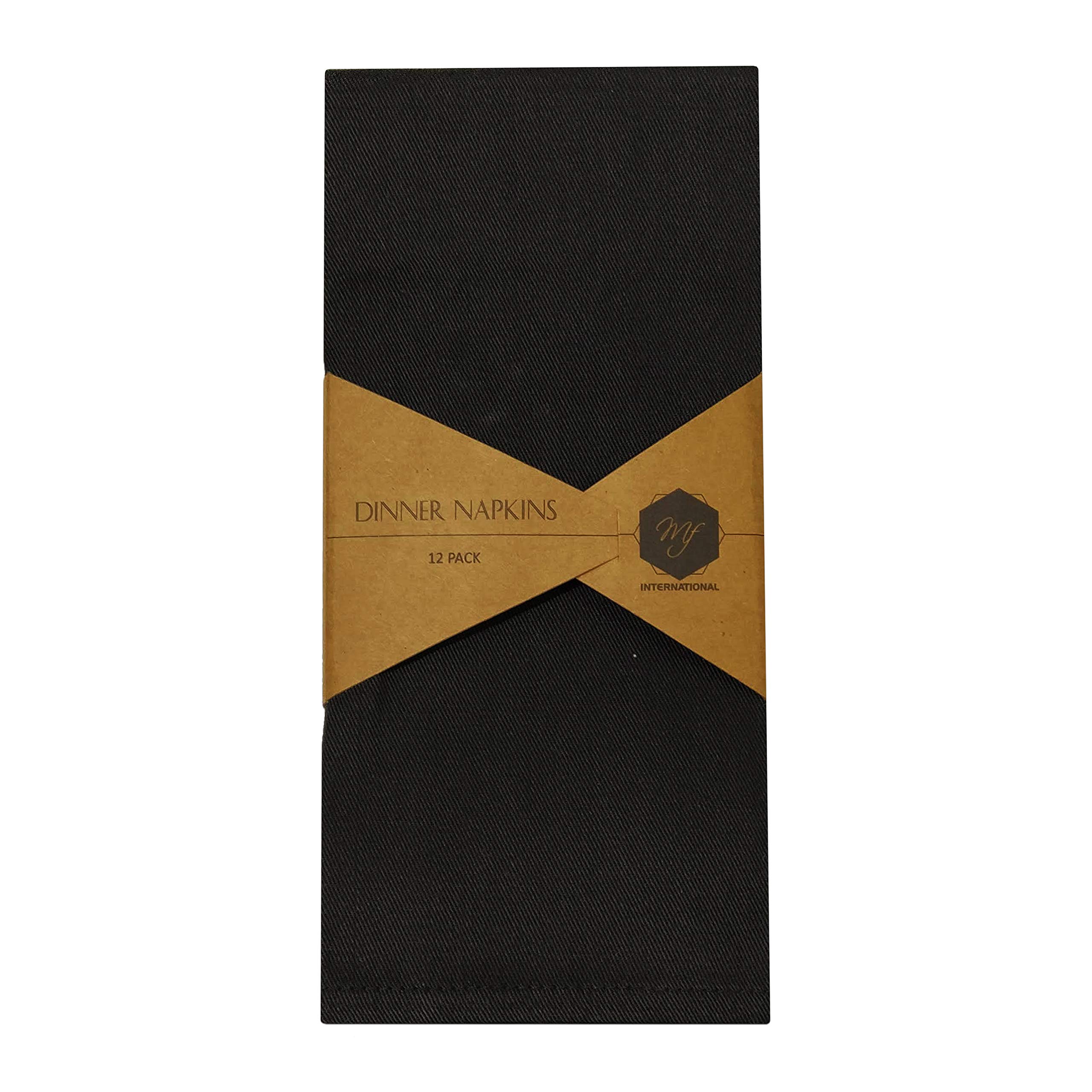 Dinner Napkins | Cloth Napkins | Hotel Napkins | Table Napkins | Premium Hotel Quality | Set of 12 | Cotton Polyester Blend | 18 x 18 in / 45 x 45 cm | Soft, Absorbent, Reusable, Durable (Black)