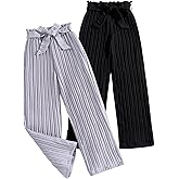 VeryNew Girls 2 Pcs Solid Color Wide Leg Sweatpants High Waist Casual Track Pants Baggy Running Sweatpants for 8-12Y