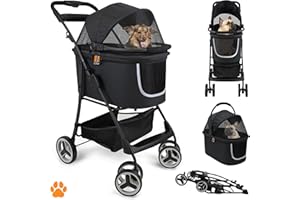 MY DUQUE Model CECE 2-in-1 Dog Buggy and Transport Box for Dogs, Foldable Dog Box with Extra Basket for Shopping or Pet Suppl